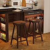 Saddle Rubberwood Backless Bar Stool with Footrest Image - 4