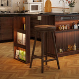 Saddle Rubberwood Backless Bar Stool with Footrest Image - 5