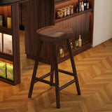 Saddle Rubberwood Backless Bar Stool with Footrest Image - 6