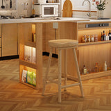 Saddle Rubberwood Backless Bar Stool with Footrest Image - 7