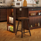 Saddle Rubberwood Backless Bar Stool with Footrest Image - 9