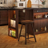 Saddle Rubberwood Backless Bar Stool with Footrest Image - 9