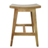 Saddle Wood Backless Short Bar Stool with Footrest Image - 3