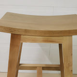 Saddle Wood Backless Short Bar Stool with Footrest Image - 5