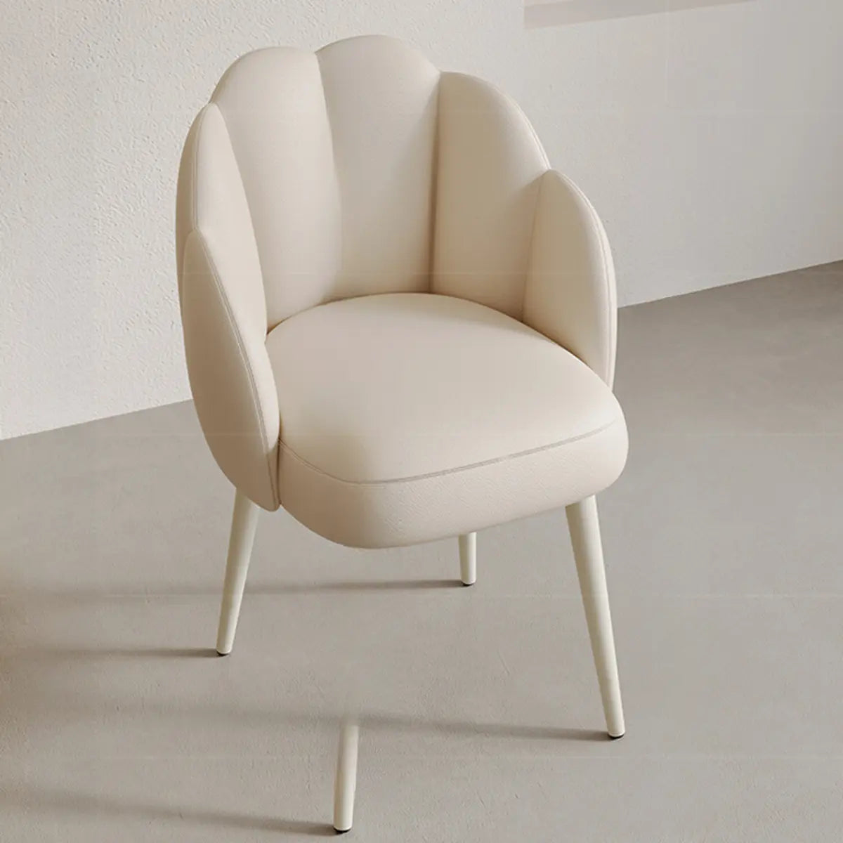Scalloped Sloped Arm Parsons Dining Chair Off-White Image - 1