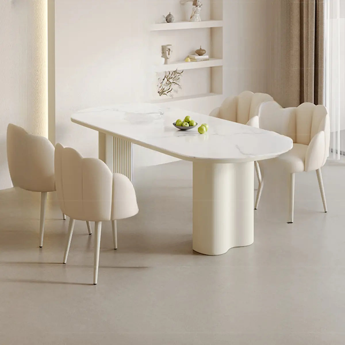Scalloped Sloped Arm Parsons Dining Chair Off-White Image - 3