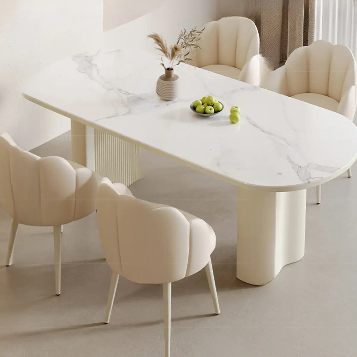 Scalloped Sloped Arm Parsons Dining Chair Off-White Image - 4