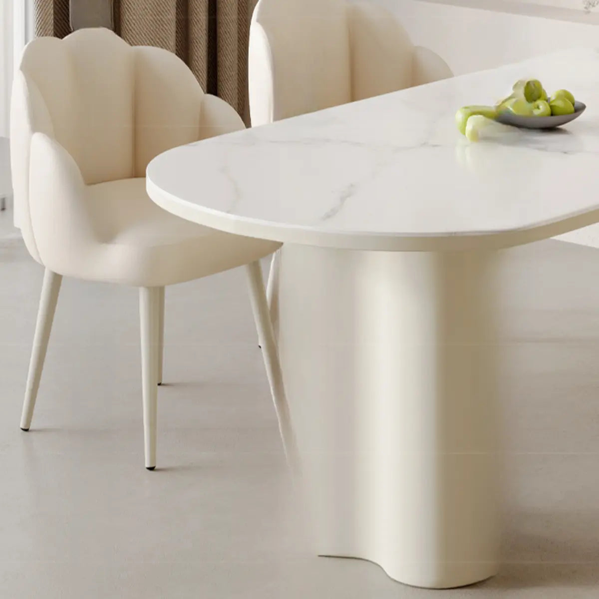 Scalloped Sloped Arm Parsons Dining Chair Off-White Image - 7