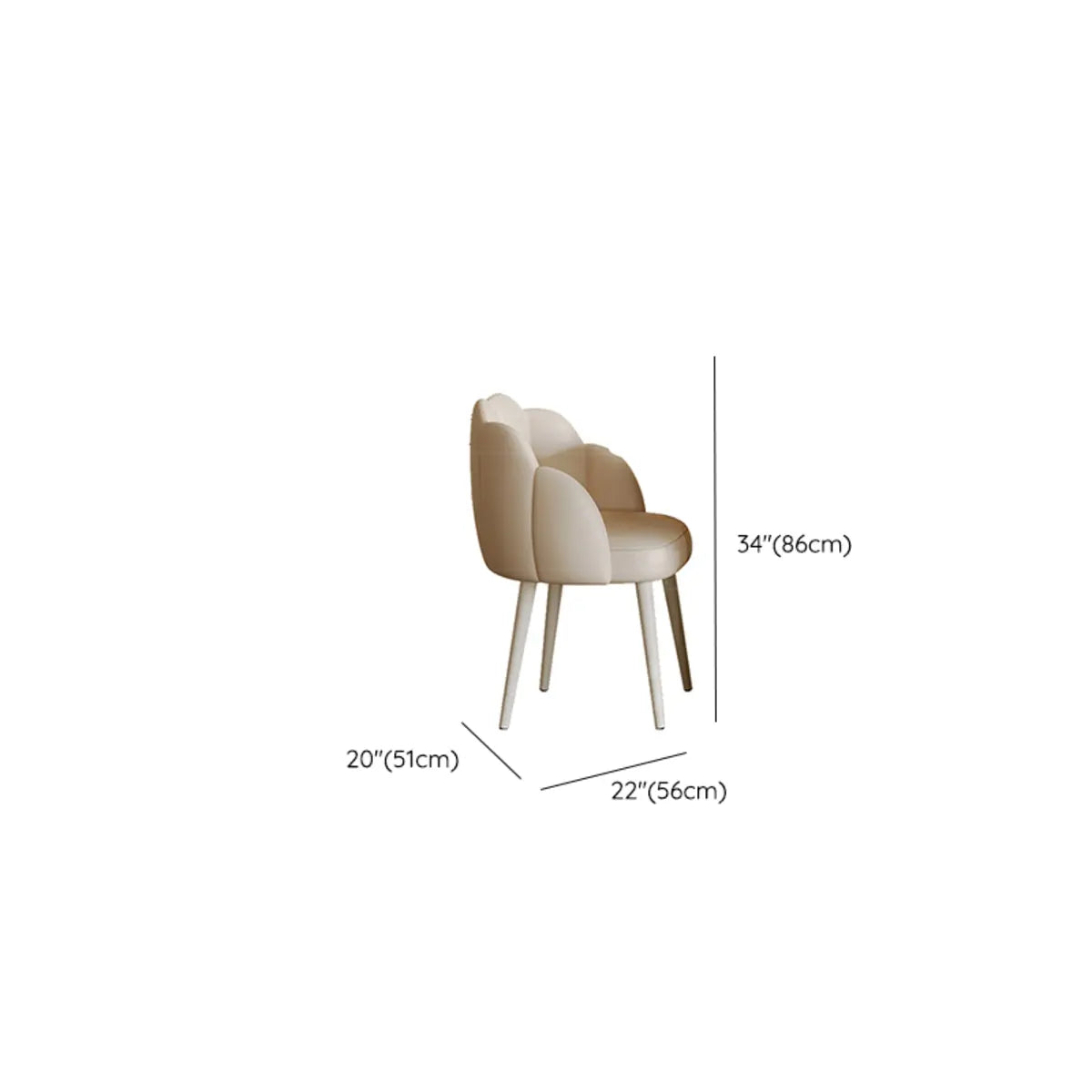 Scalloped Sloped Arm Parsons Dining Chair Off-White 
