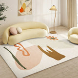 Scandi Abstract Rectangular Soft Wool Anti-Slip Area Rug Image - 1