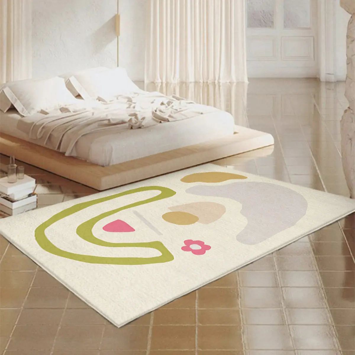 Scandi Abstract Rectangular Soft Wool Anti-Slip Area Rug Image - 2