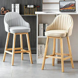 Scandi-Modern Ergonomic Upholstered Tufted Bucket Bar Stool Image - 1