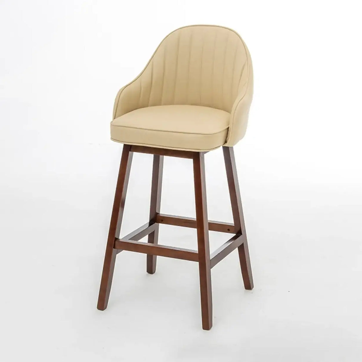 Scandi-Modern Ergonomic Upholstered Tufted Bucket Bar Stool Image - 12