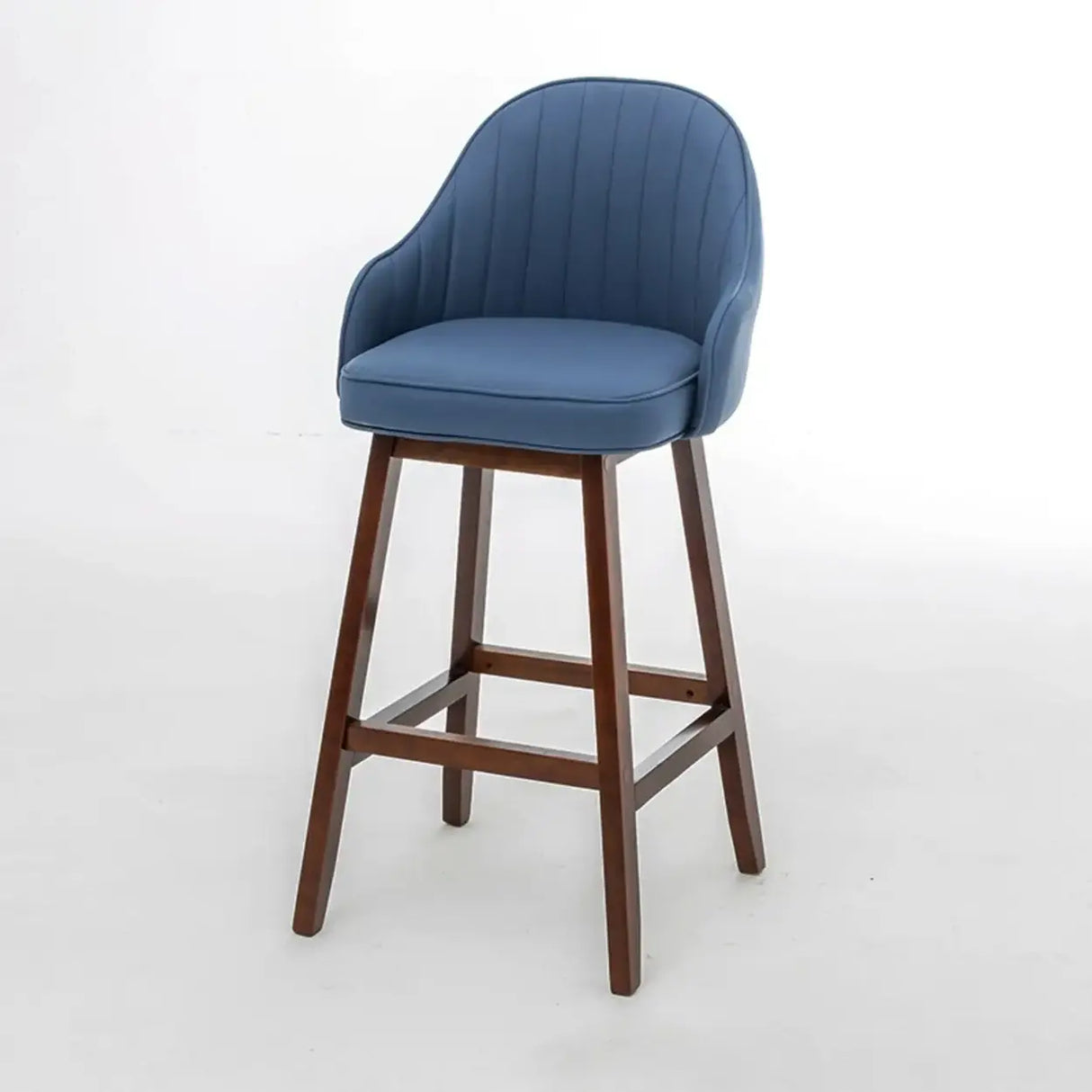 Scandi-Modern Ergonomic Upholstered Tufted Bucket Bar Stool Image - 14