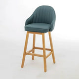 Scandi-Modern Ergonomic Upholstered Tufted Bucket Bar Stool Image - 17
