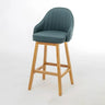 Scandi-Modern Ergonomic Upholstered Tufted Bucket Bar Stool Image - 17