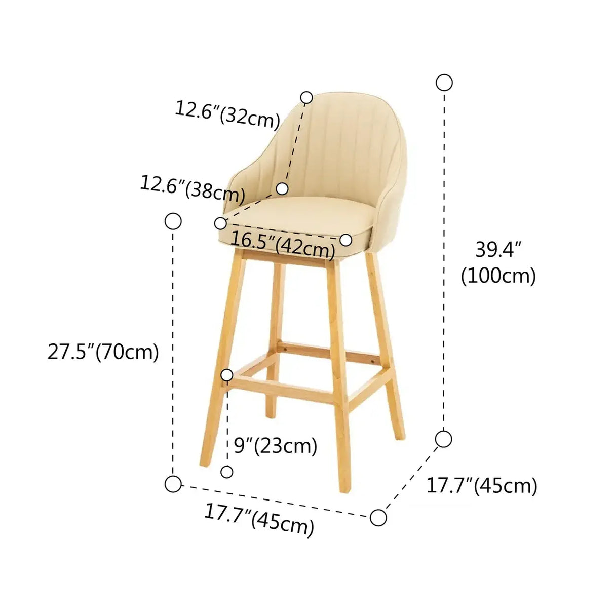 Scandi-Modern Ergonomic Upholstered Tufted Bucket Bar Stool 