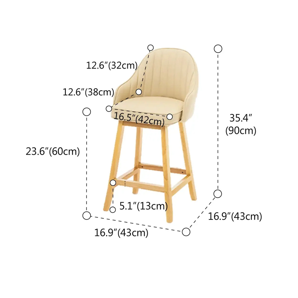 Scandi-Modern Ergonomic Upholstered Tufted Bucket Bar Stool Image - 23