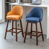 Scandi-Modern Ergonomic Upholstered Tufted Bucket Bar Stool Image - 3