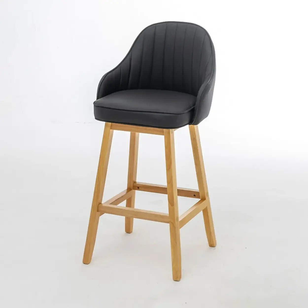 Scandi-Modern Ergonomic Upholstered Tufted Bucket Bar Stool Image - 9