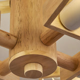Scandinavian 2 Tiers Branching Wooden Geometric Chandelier Image - 11