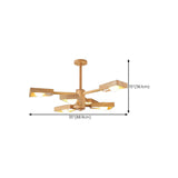 Scandinavian 2 Tiers Branching Wooden Geometric Chandelier #size