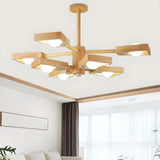 Scandinavian 2 Tiers Branching Wooden Geometric Chandelier Image - 4