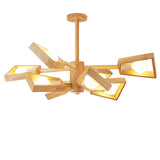 Scandinavian 2 Tiers Branching Wooden Geometric Chandelier Image - 5