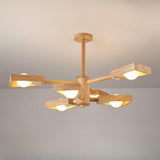 Scandinavian 2 Tiers Branching Wooden Geometric Chandelier Image - 6