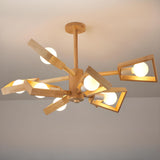 Scandinavian 2 Tiers Branching Wooden Geometric Chandelier Image - 8