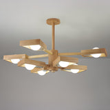 Scandinavian 2 Tiers Branching Wooden Geometric Chandelier Image - 9