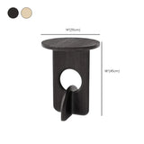Scandinavian Abstract Base Small Round Top Wood Side Table Image - 14