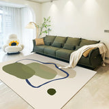 Scandinavian Abstract Beige Cotton Blends Area Rug Image - 1