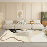 Scandinavian Abstract Non-Slip Beige Vinyl Area Rug Image - 1