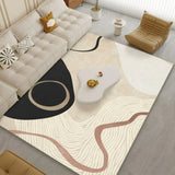 Scandinavian Abstract Non-Slip Beige Vinyl Area Rug Image - 2