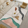 Scandinavian Abstract Non-Slip Beige Vinyl Area Rug Image - 5