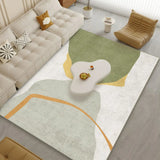 Scandinavian Abstract Non-Slip Beige Vinyl Area Rug Image - 9