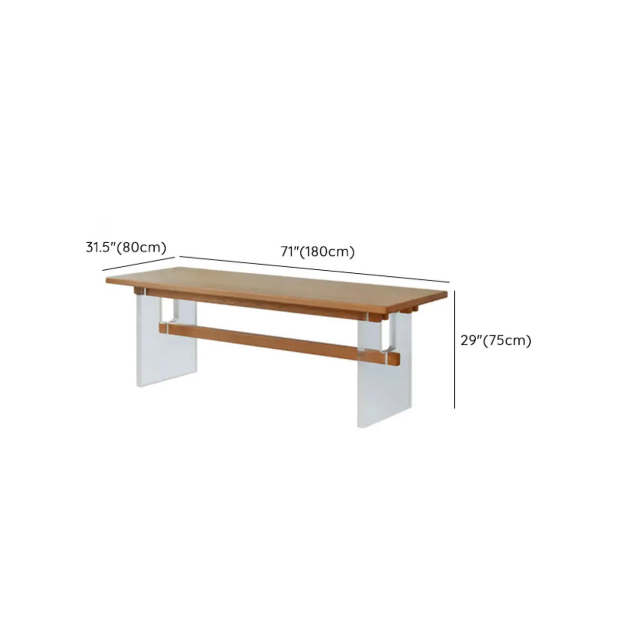Scandinavian Acrylic Trestle Rectangular Wood Dining Table Image - 10