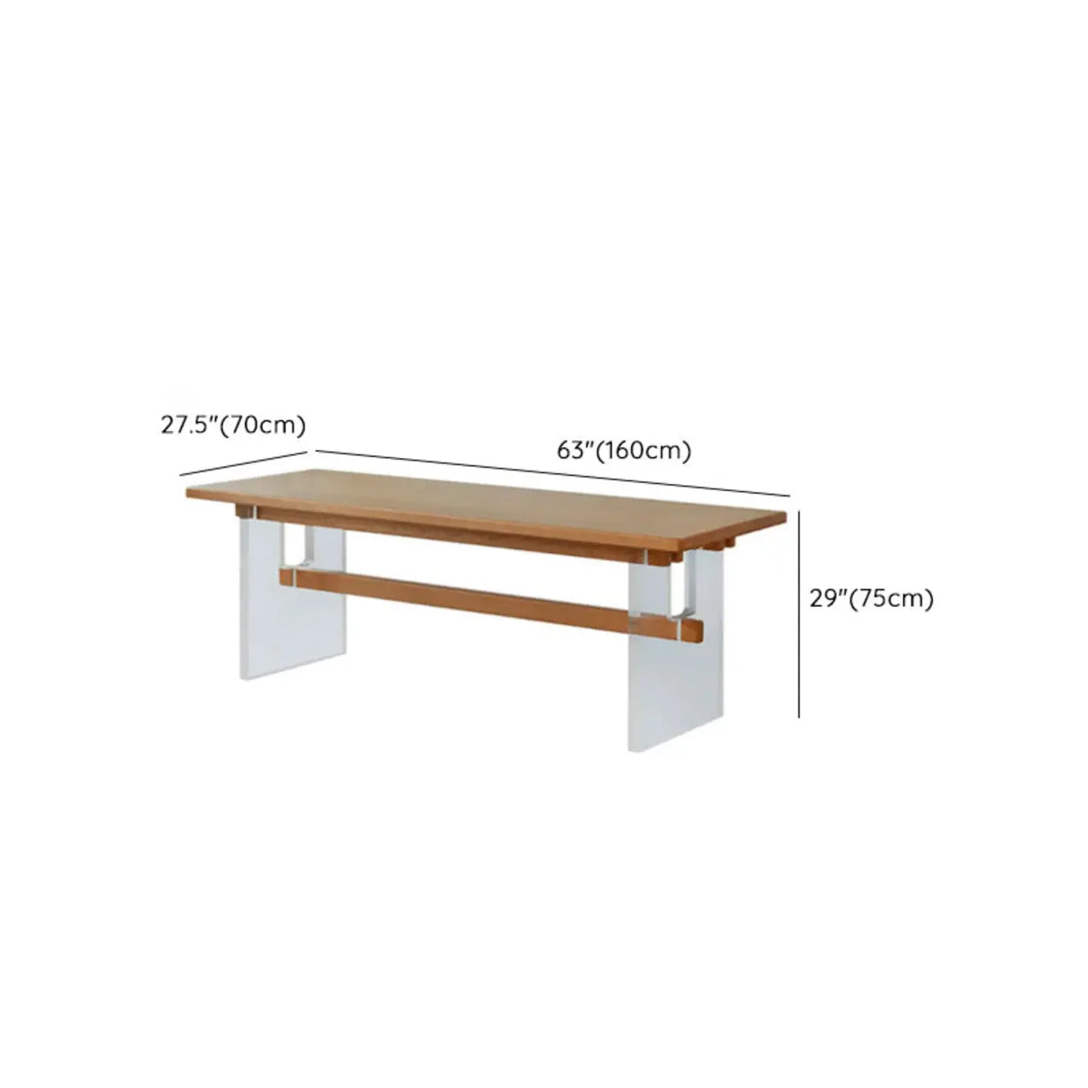 Scandinavian Acrylic Trestle Rectangular Wood Dining Table Image - 9