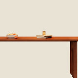 Scandinavian Arch Leg Brown Wood Oval Peninsula Dining Table Image - 5