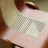 Scandinavian Armless Wood Rattan Slat Back Dining Chair Image - 6