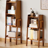 Scandinavian Bamboo Vertical Bookshelf with High Legs Image - 1