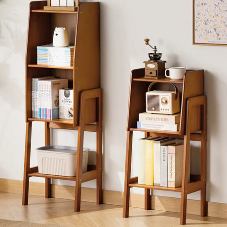 Scandinavian Bamboo Vertical Bookshelf with High Legs Image - 1