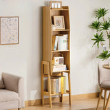 Scandinavian Bamboo Vertical Bookshelf with High Legs Image - 13