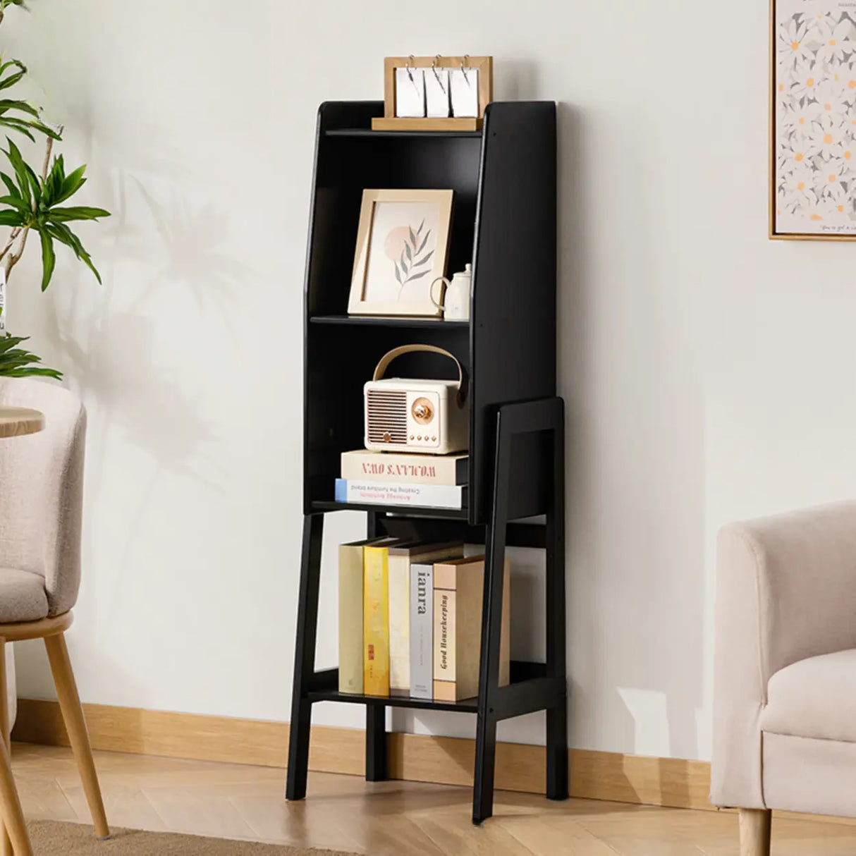 Scandinavian Bamboo Vertical Bookshelf with High Legs Image - 17
