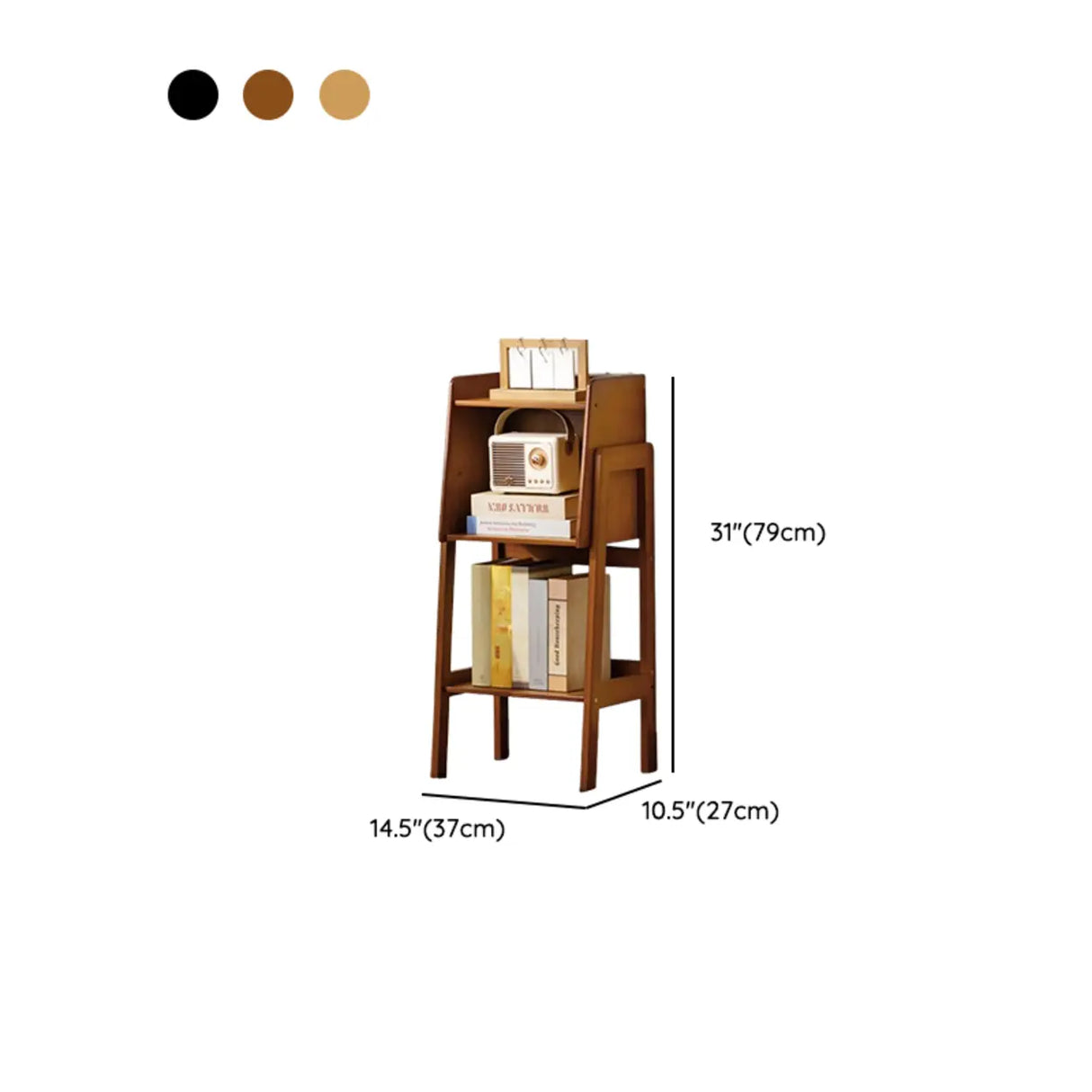 Scandinavian Bamboo Vertical Bookshelf with High Legs 