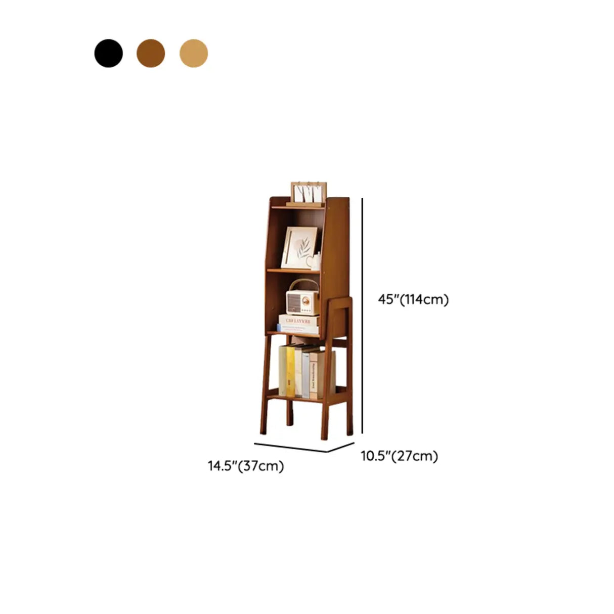 Scandinavian Bamboo Vertical Bookshelf with High Legs Image - 21