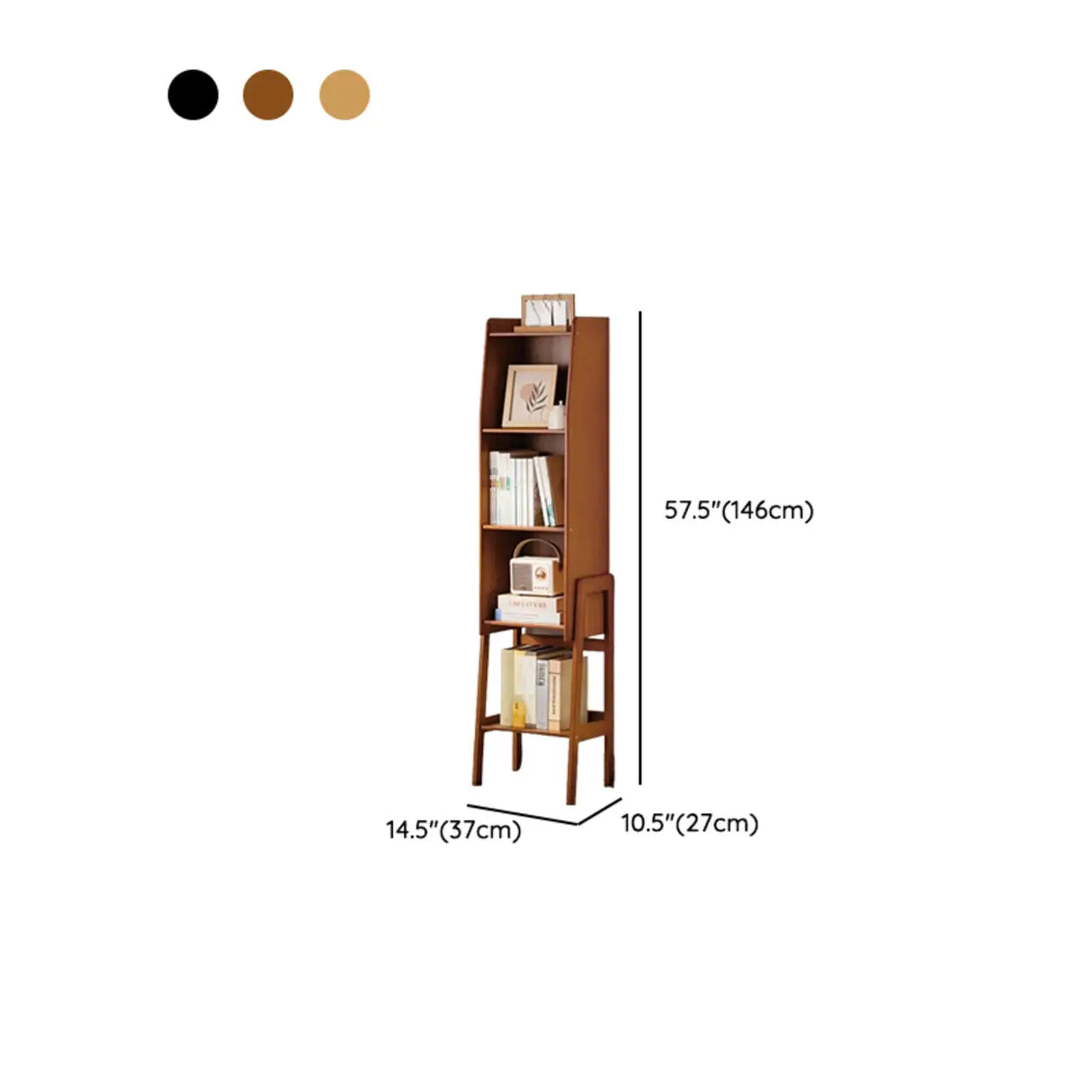 Scandinavian Bamboo Vertical Bookshelf with High Legs Image - 22
