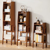 Scandinavian Bamboo Vertical Bookshelf with High Legs Image - 3