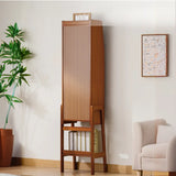 Scandinavian Bamboo Vertical Bookshelf with High Legs Image - 6